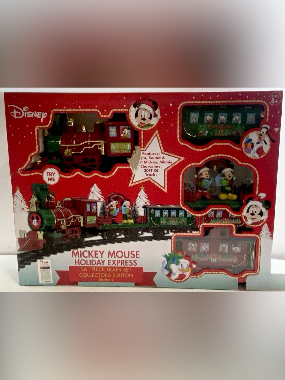 Disney 3D Mickey & MINNIE Mouse Holiday Express 36pc Train Set Lights/Sound 20FT